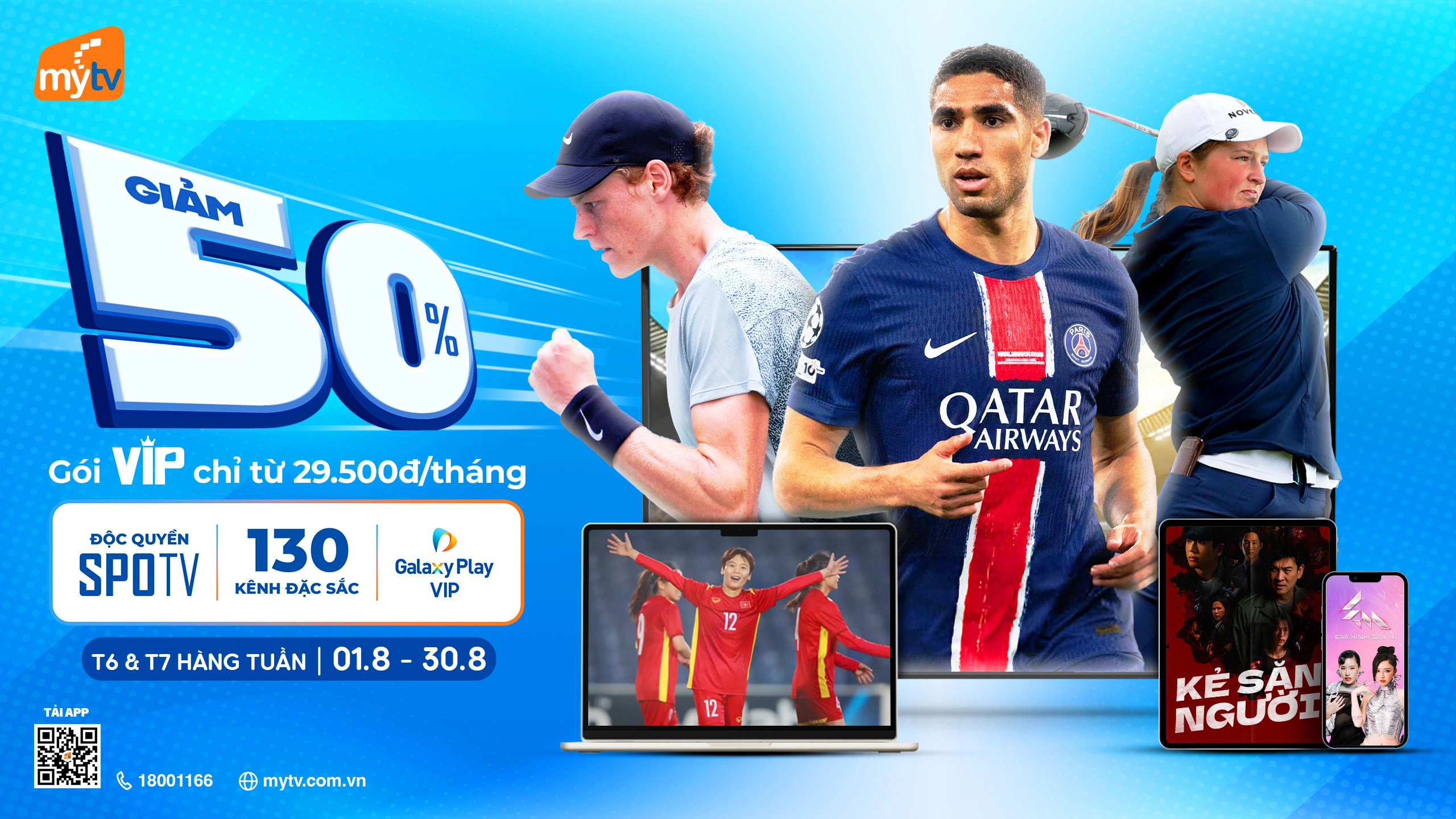 MyTV giảm 50% gói VIP mỗi cuối tuần – Mở khóa thế giới giải trí bất tận trong tháng 8
